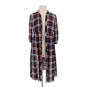 00611 Torrid Plaid Duster Cardigan Red size 00/M/L preppy punk rock casual fall
